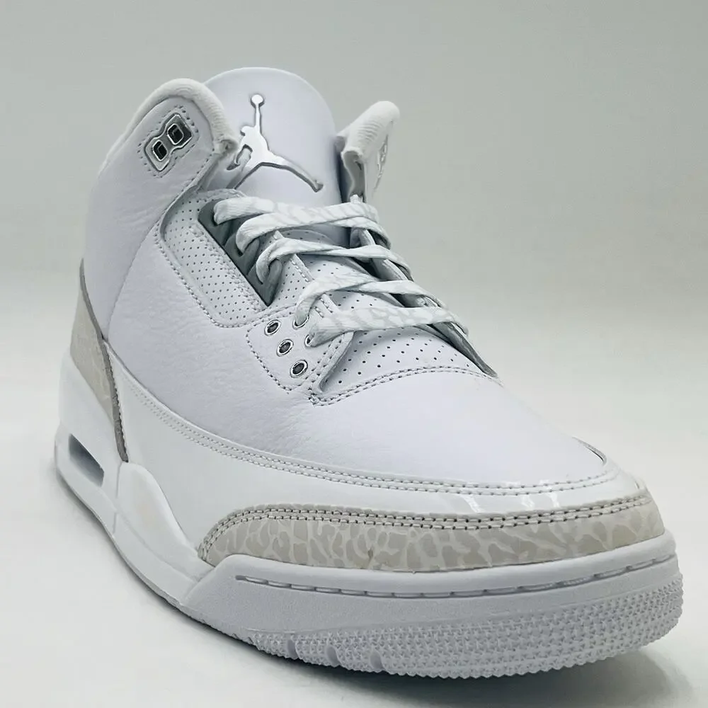 Nike Air Jordan 3 Retro White Silver Sneakers CT8532 111 Men Size 11 NEW